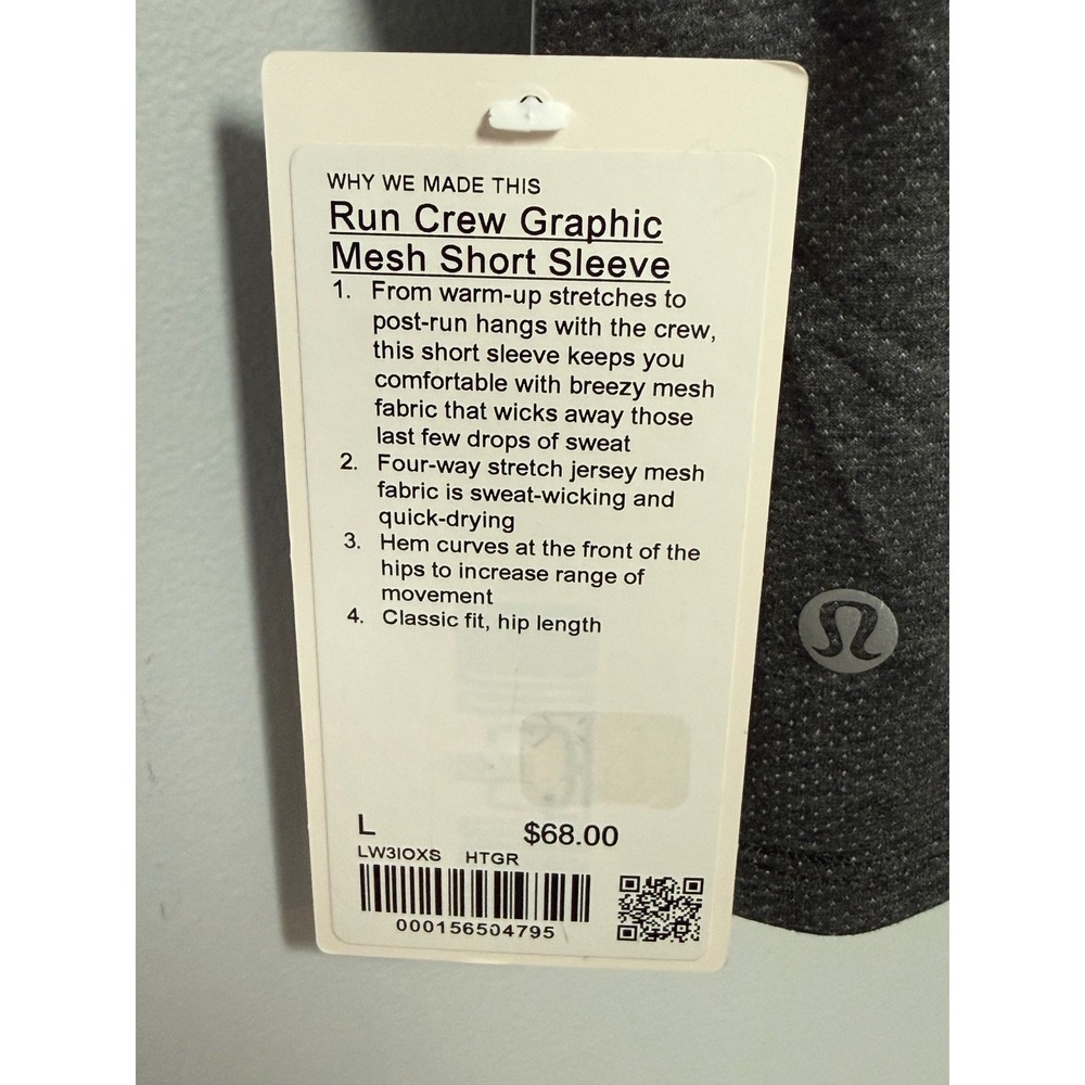 Lululemon Run Crew Graphic Mesh Short Sleeve Shirt Graphite Grey NWT Size L - Picture 7 of 7